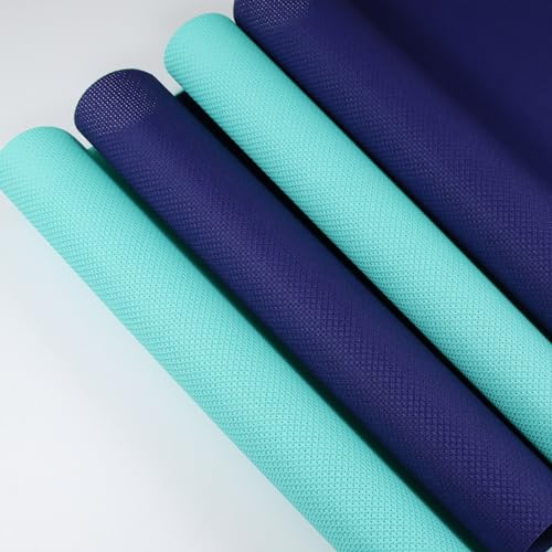 Image of KCS 4 pc of 12 inch x 18 inch (30cmx45cm) 14CT Counted Cotton Aida Cloth Cross Stitch Fabric (Royal Blue+Sea Green)