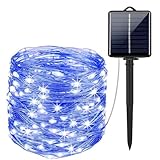 【2025新登場】ソーラー LED ストリングライト イルミネーションライト 200LED電球 22M IP65防水 8点灯モード 夜間自動点灯 点灯20時間以上 インジケーター搭載 電源オフでも充電可能 キャンプ用 フェアリーライト 屋外 ガーランドライト クリスマス/ハロウィン/パーティー/バレンタインデー/新年/祝日/結婚式/学園祭 室外/室内/庭対応 飾りライト