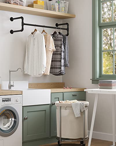 SONGMICS Kleiderständer für die Wand, Kleiderstange im Industrie-Design, 2er Set, Wandmontage, bis 60 kg belastbar, 30 x 112 x 29,3 cm, einfache Montage, schwarz HSR64BK-02