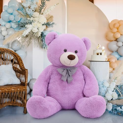 Image of MaoGoLan Giant Purple Teddy Bear 55 inch Life Size Huge Plush Massive Stuffed Animals for Girlfriend Kids Boyfriend