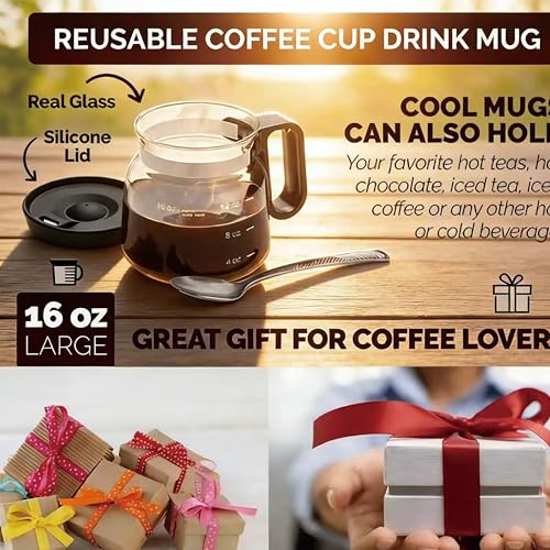 Taza de vidrio con forma de cafetera 16 oz miniatura 6
