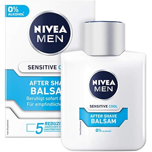 NIVEA MEN Sensitive Cool After Shave Balsam (100 ml), uspokajający balsam po goleniu, pielęgnacja skóry po goleniu z rumiankiem i witaminą E