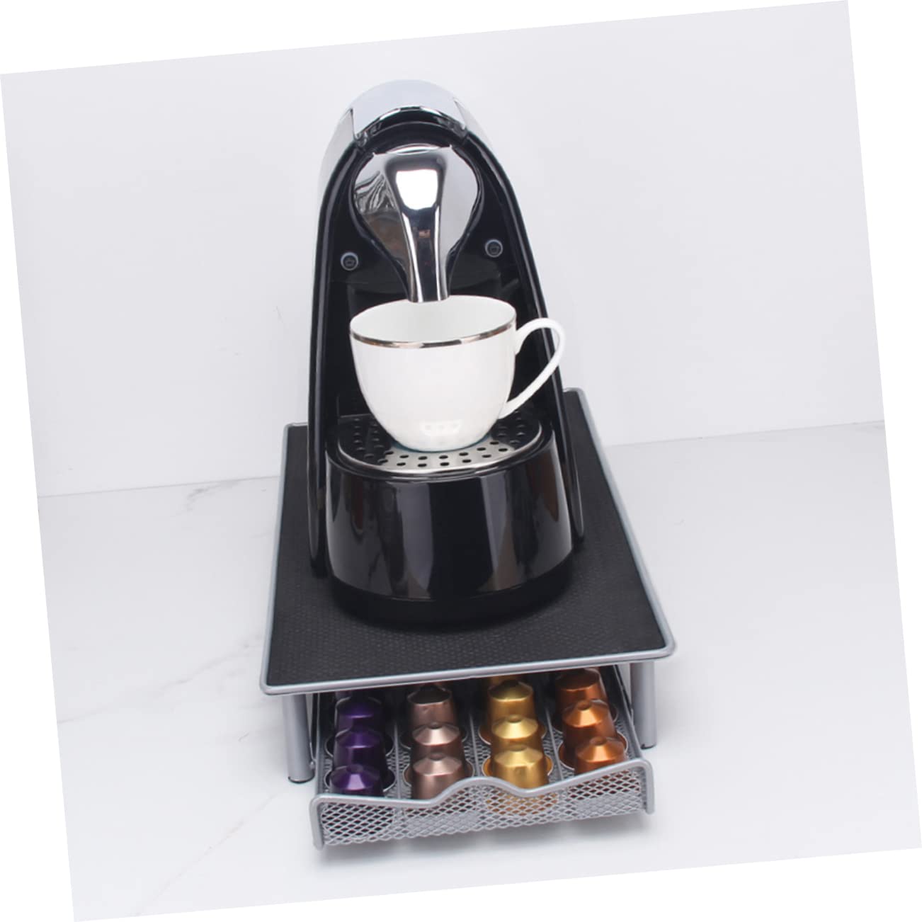 Porta Capsule Cassetto in Metallo, Organizer 40 Pezzi | Nero, Struttura Compatta e Leggera, Adatto a Cucina e Ufficio, Formato 1 Pezzo
