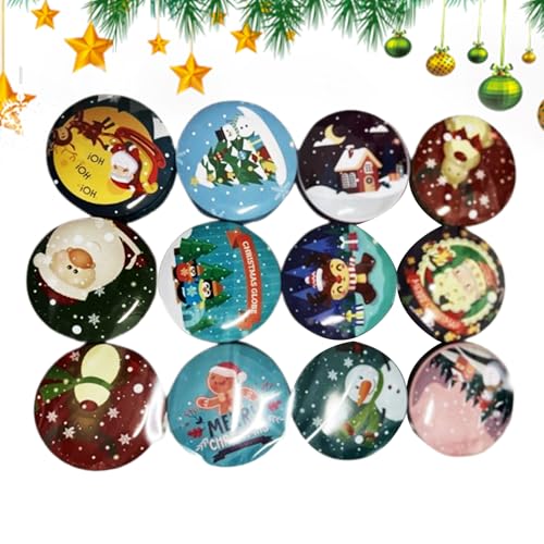 Latas Navideñas - Botes De Hojalata Reutilizables Con Tapa | Almacenamiento Para Galletas De Navidad | Cajas De Estaño Para Dulces, Chocolate, Manualidades, Piezas Pequeñas, Juego De 12 Unidades
