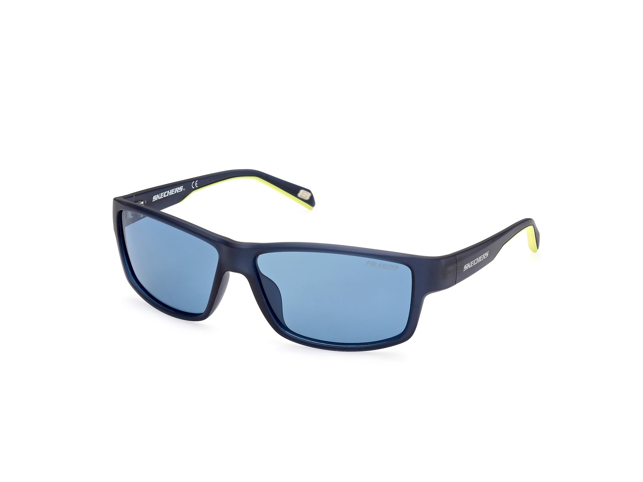 Skechers SE6159 Gafas de Sol para Hombre, Gafas de Sol Ligeras y Casual, Lentes Rectangulares, Lentes Ahumadas Polarizadas, Azul Opaco