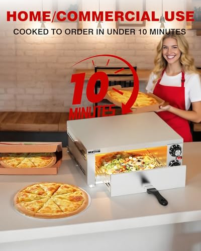 Wantjoin Pizza Oven Indoor - Electric Pizza Ovens Countertop Stainless Steel Commercial Pizza Maker Fits 12" Pizzas, With Timer Crumb Tray, 1100W, For Home, Bars, Food Trucks - Image 4
