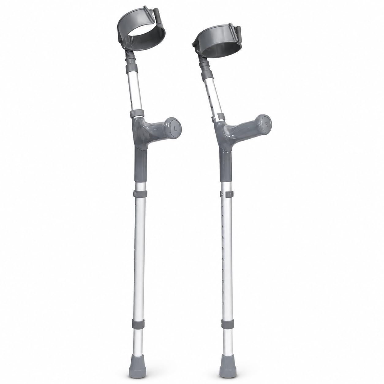 The Helping Hand Company Double Adjustable Crutches – Comfortable Ergonomic Handle – Lightweight Aluminum – Fully Height & Arm Adjustable – Medical Mobility Aid – Pair for Adults (Long)