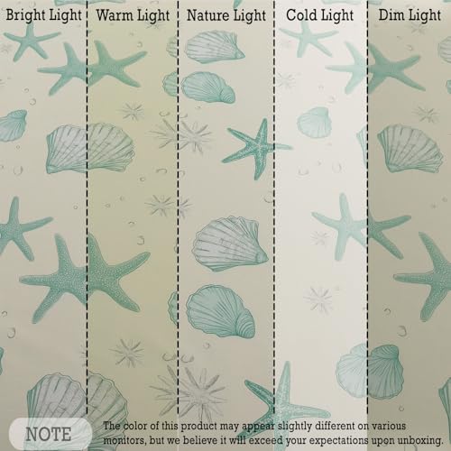 Image of FADFAY 100% Cotton Coastal Sheet Set Queen - Ultra Soft Breathable Beach Bedding, Seafoam Green Starfish & Seashell Print, Ocean Themed Bed Sheets for Coastal Bedroom Decor, Deep Pocket, 4 Piece Set