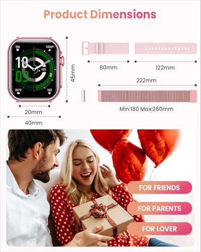 Image of Smart Watches for Women, 1.85 inch HD Smartwatch with Heart Rate /Sleep /Health Monitor, Fitness Trackers with 100+ Sports Mode、Answer /Make Call and 1000mAh Battery, Compatible iPhone /Android, with 2 Bands