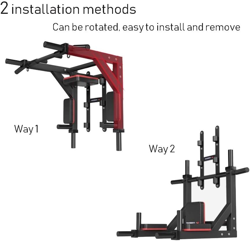 AGYH Wall Mounted Multifunctional Strength Training Chin -up Bar, Dip Stand for Indoor Home Gym Workout, Power Tower Set Support to 400kg