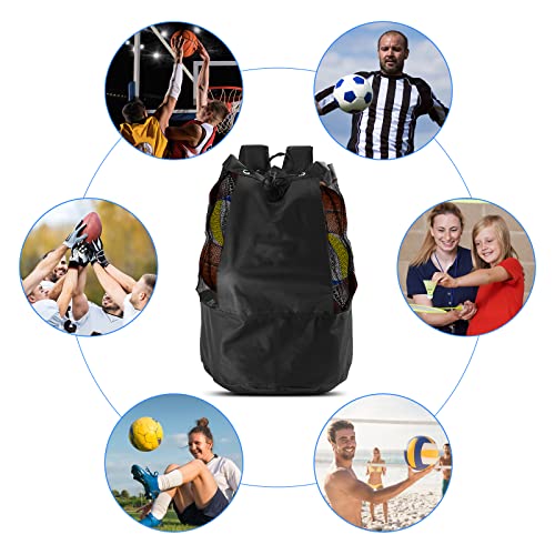 Brynnl Extra Ball Bag ,Large Mesh Equipment Bag Black , Soccer Ball Bag With Adjustable Shoulder Strap ,600D Oxford Cloth Mesh Sports Bag For Holding Soccer/Football/Volleyball(Holds 15 Balls) #TOP6