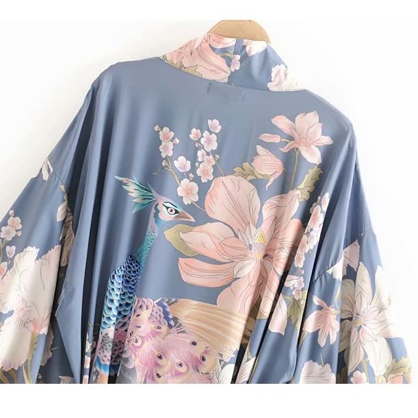 Ropa de playa mujer blusa boho floral cuello V batwing sleeves tunic sashes ladies blouse 5