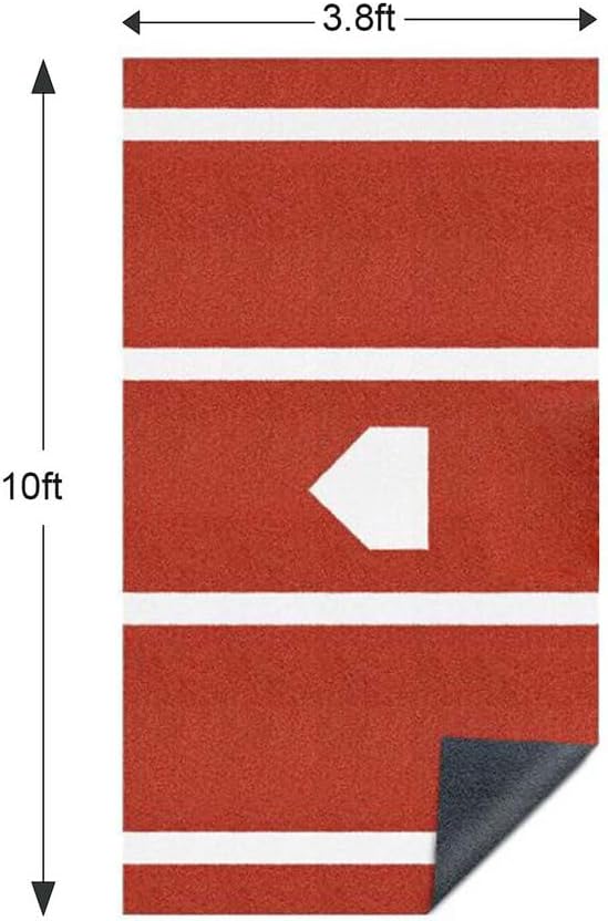Baseball Batting Mat 10 x 3.8 ft, Softball Hitting Turf Mat with Home Plate and Batter's Box Lines, Non-Slip Rubber Back, Portable Batting Cage Mat for Indoor Outdoor Training