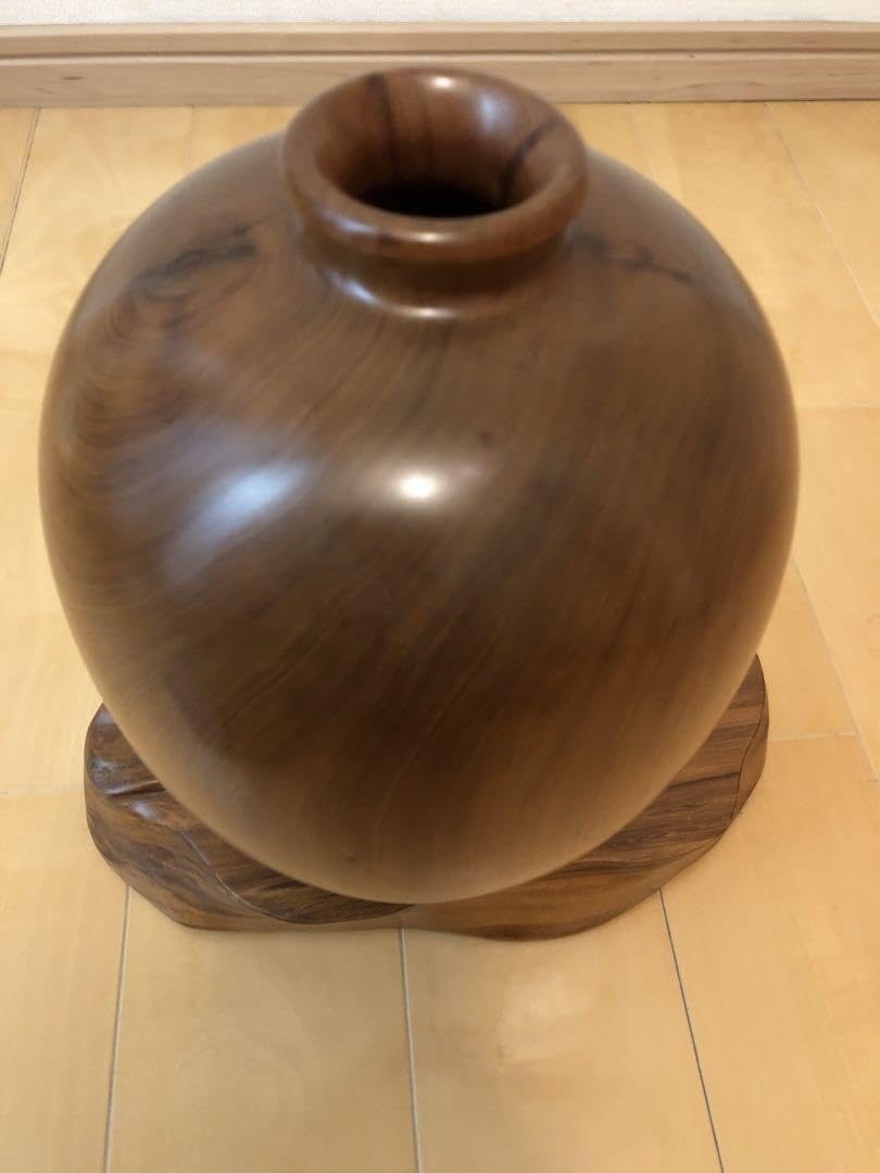 Amazon.co.jp: 屋久杉 屋久杉工芸品 壺 花器 花入れ 台座 工芸品 