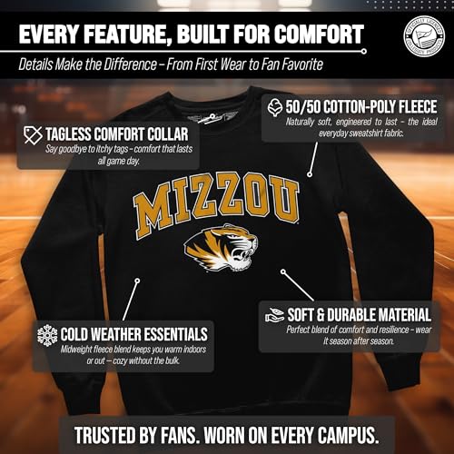 Image of NCAA College Sweatshirt Fleece Crewneck Pullover for Men and Women | Officially licensed NCAA college gameday crewneck pullover - 9 oz fleece lined sweatshirt with arch and logo design