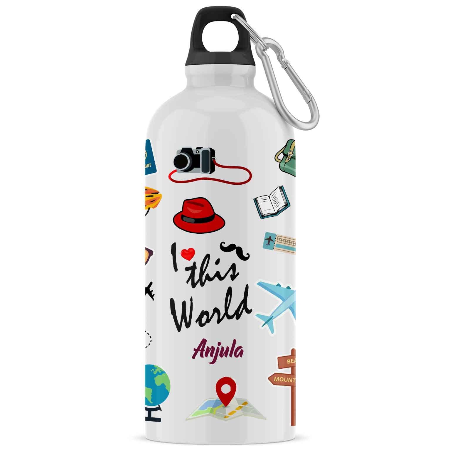 ARTBUG Customised Sipper/Water Bottle Aluminium 750 ML - Best Happy Birthday Gift / Return Gift for Kids, Name - Anjula