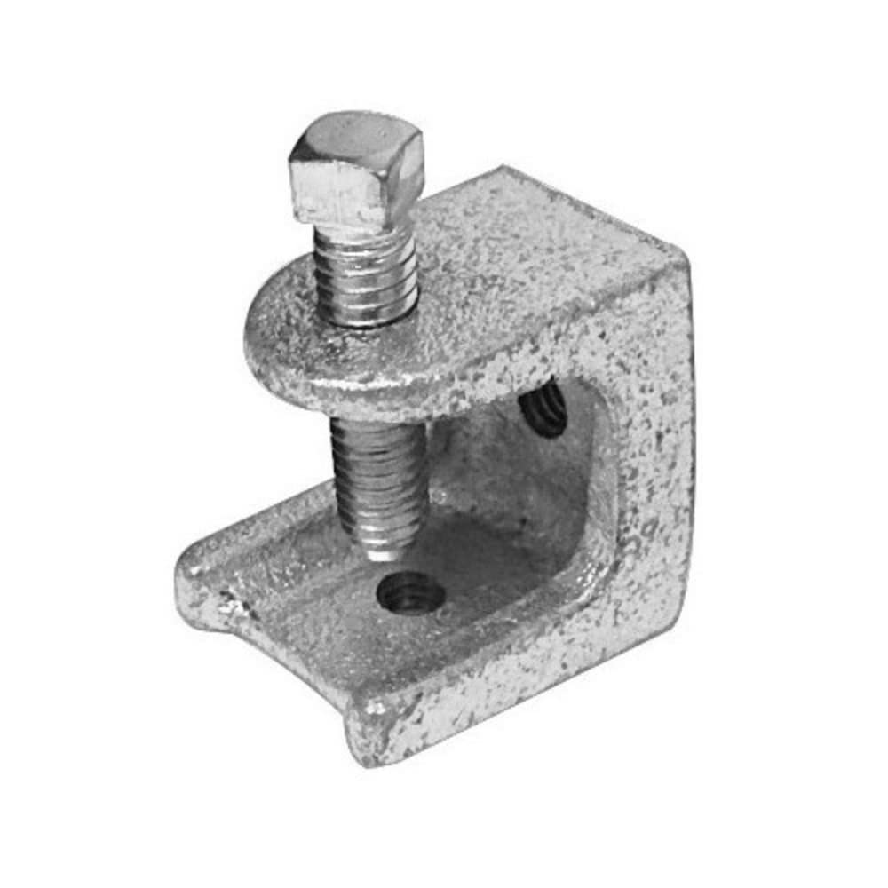Morris Products 17474 Support Beam Clamp, Mallable, Iron, 3/8"-16 Rod Size, 1/2"-13 Set Screw Size, 525 lbs Max Load, 5-Pack