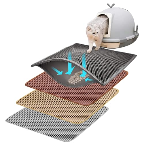 MAK7 Cat Litter Mat | Double Layer Honeycomb Design |Waterproof EVA Material | Cat Litterr Trapping & Easy Clean, Non-Slip Mat for Litter Box | Cats Litters Pad | Cat Products | SIZE 60CMX 45CM|