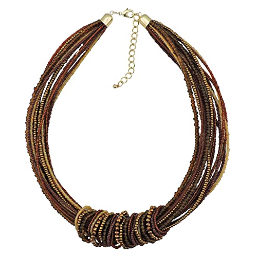 Bocar Chunky Statement Colorful Seed Beads Women Choker Collar Necklace (Nk-10314-Brown) #TOP20