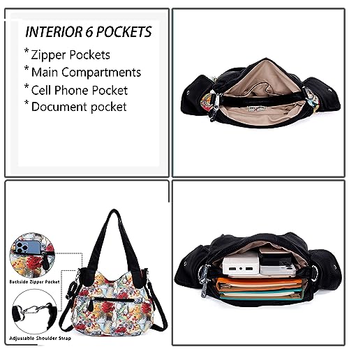 Image of Angel Kiss Women's Designer Handbag Large Double Zipper Multi Pocket Washed Leather Purse