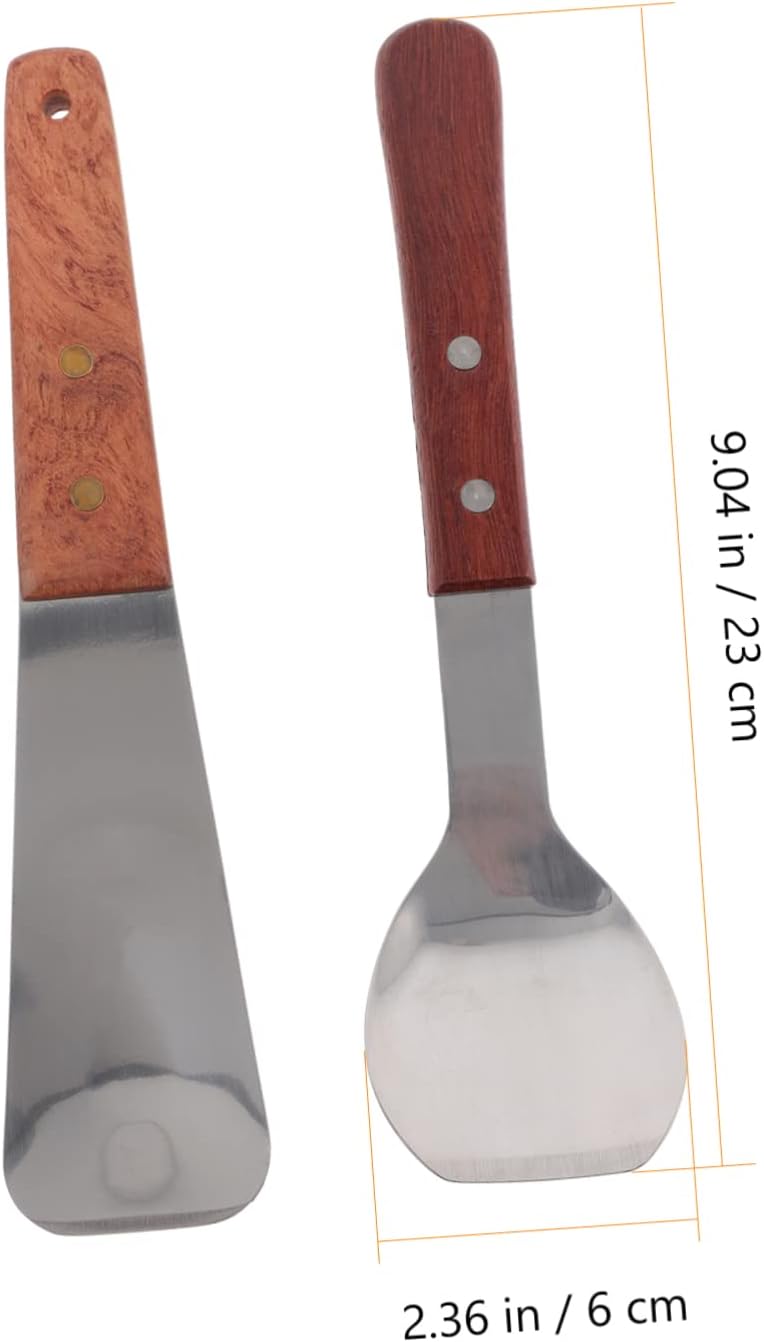 Zerodeko 3sets Sturdy Stainless Steel Ceramic Spoon Ice Cream Shovel Fruit Spoon Easy to Clean for Family 2pcs*3