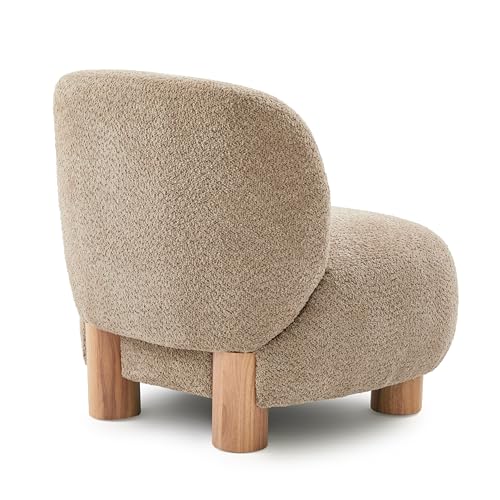 Sillón moderno sin brazos con patas de madera marrón claro miniatura 5