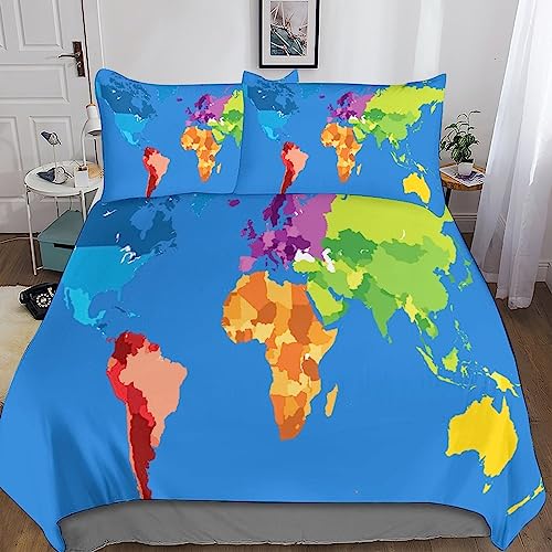 Parure de lit world map King 220x240cm avec housse de couette microfibre et taies - 2