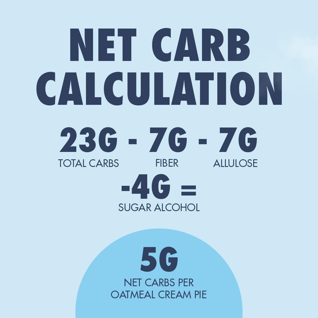 Sinless Oatmeal Cream Pie - Keto Vanilla Cream Sandwich Cookies - Gluten Free Sugar Free - Healthy Low Carb Snacks for Diabetic Adults - High Protein Low Calorie Snacks - 120 Cal (8 Pack)