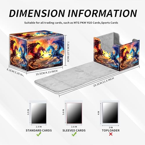 DIGTIALL Czerwone i niebieskie smoki pudełko na karty kolekcjonerskie z mocnym magnesem pudełko do przechowywania kart magiczne pudełko do przechowywania kart premium etui do TCG CCG Magic Cards
