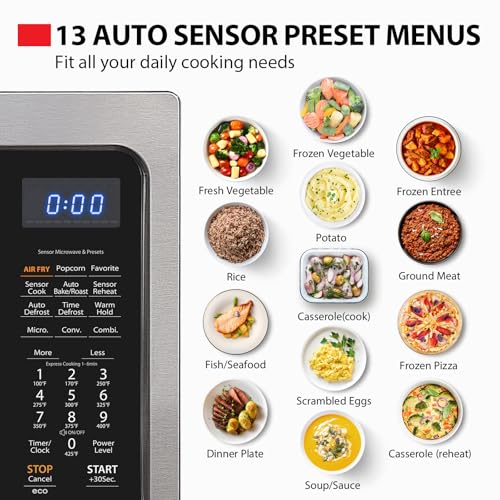 Image of TOSHIBA 4-in-1 Countertop Microwave Oven with Air Fryer, 1.5 Cu.Ft, 1000W | Smart Sensor, Convection, Mute Function, Position Memory Turntable, for Home Kitchen, Black Stainless Steel