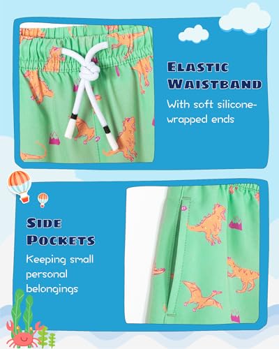 Image of SURF CUZ Boys Swim Trunks with Boxer Brief Liner Toddler Boy Stretch Swimsuit Shorts Quick Dry Swimming Trunks Bathing Suit