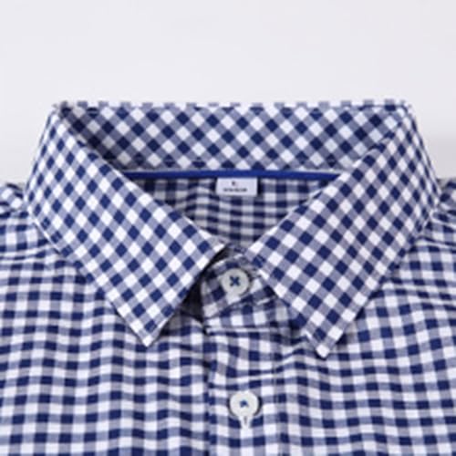 Men's Button Down Gingham Shirts Long Sleeve Dress Shirt Business Casual Cotton Collared Plaid Tops with Pocket4
