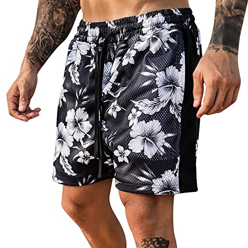 Genérico Ofertas Pantalones Cortos de Playa de Malla con Estampado 3D para Hombre Pantalones Chubasquero Hombre (White, M)