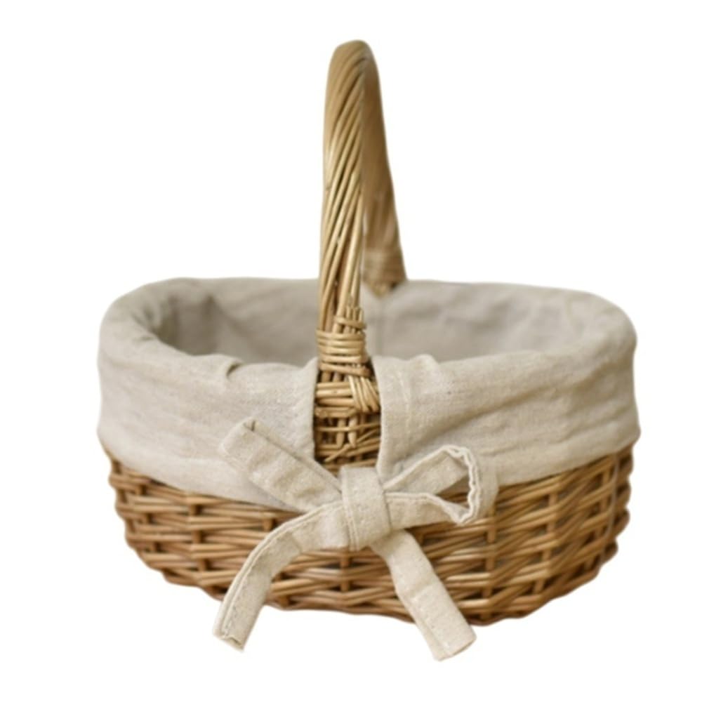 1 Stück handgefertigter Weidenkorb, Kleinigkeiten im pastoralen Stil, Picknick-Aufbewahrung, Weidenblumenkorb mit Griff