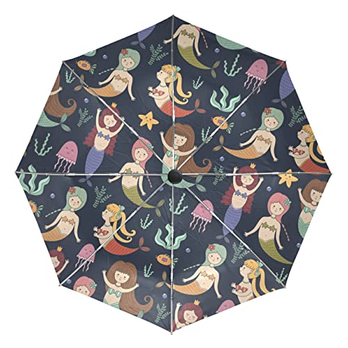Parapluie Pliant Automatique Sirène Mignon pour Homme et Femme