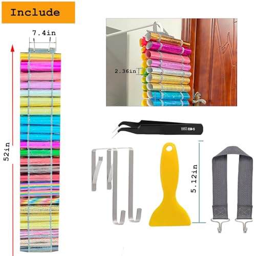 Image of 48 Compartments Vinyl Roll Storage, Vinyl Roll Holder Organizer, VinylStorage Rack Wall Mount /Over The Door for Craft Room Organizers and Storage Lengthened(gray)