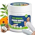 Dog Teeth Cleaning Wipes, Dog Dental Finger Wipes for Dog & Cats, Dog Dental Care Wipes Reduces Plaque & Freshens Breath, Disposable Dog Finger Toothbrush Gentle Pet Dental Wipe?60 Counts?