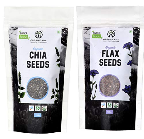 Image of Organicana Certified Organic Omega Rich Chia and Flax Seeds (Alsi) Combo 150gms Each| Rich Source of Omega 3 and 6| Great for Weight Loss | High Fiber and Protein | Directly from Indian Farmers
