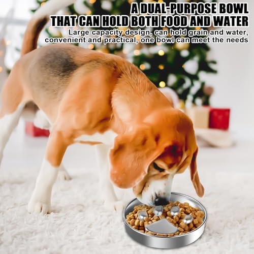 Antischlingnapf Hunde 304 Edelstahl, Ø22 cm Antischlingnapf Hund Edelstahl mit Rutschfester Silikonmatte, Anti Schling Napf Hund Schlingnapf Slow Feeder für Mittel Große Hunde Katzen