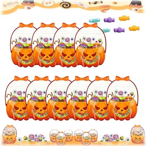 Nankoyal Bolsa De Caramelos Para Halloween - 10 Unidades Bolsas De Regalos | Bolsa Transparente para Fiestas Escuela Exteriores | Para Colegio Casa Y Exteriores Chico Chica