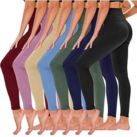 TNNZEET 7 Pack High Waisted Leggings for Women - Buttery Soft Workout Running Yoga Pants Cover