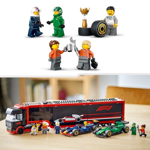 LEGO City Autotrasportatore F1 con Monoposto RB20 e AMR24 F1 - Camion Giocattolo da Costruire con 2 Modelli di Auto da Corsa dei team Red Bull e Aston Martin - Include 2 piloti e Simulatore 60445 - Immagine 4