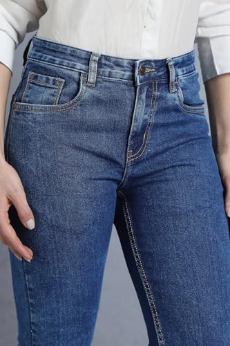 Image of INKD Women's Slim Fit Jeans - Mid-Rise | Cotton Blend | Stretchable Fabric | Classic 5 Pocket Styling | Jeans for Women (Available in Plus Sizes)