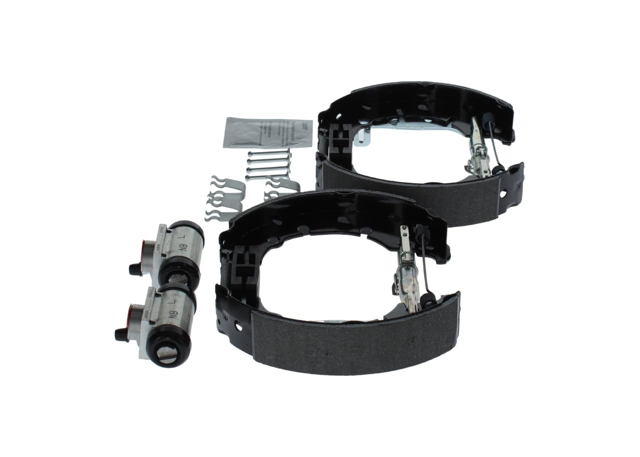 BOSCH Kit ganasce freno 0204114625 | Kit freno a tamburo posteriore - 1 set preassemblato, 2 cilindri freno a ruota, 4 ganasce freno