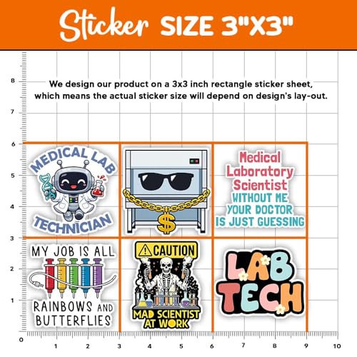Image of MAIANEY (15Pcs, 3in) Lab Tech Stickers Pack - Funny Medical Laboratory Scientist Stickers for Lab Technician Microscope Science Vinyl Decals for Laptop Water Bottle Journal