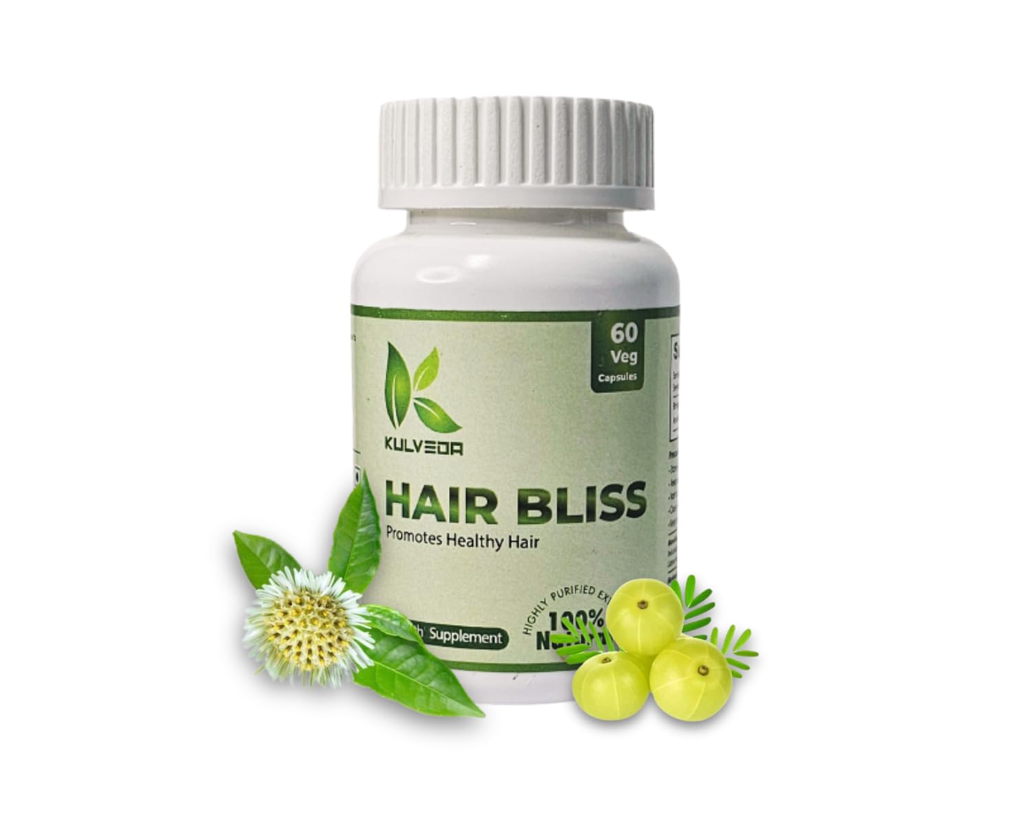 kulveda Hair Bliss Capsule for Hair | Bhringraj/Hibiscus Flower And Amla | Strengthens Roots For Thicker & Resilient Hair |Ayurvedic Herbs for Fall Control|For Women & Men - 60 Veg Capsule-image-16