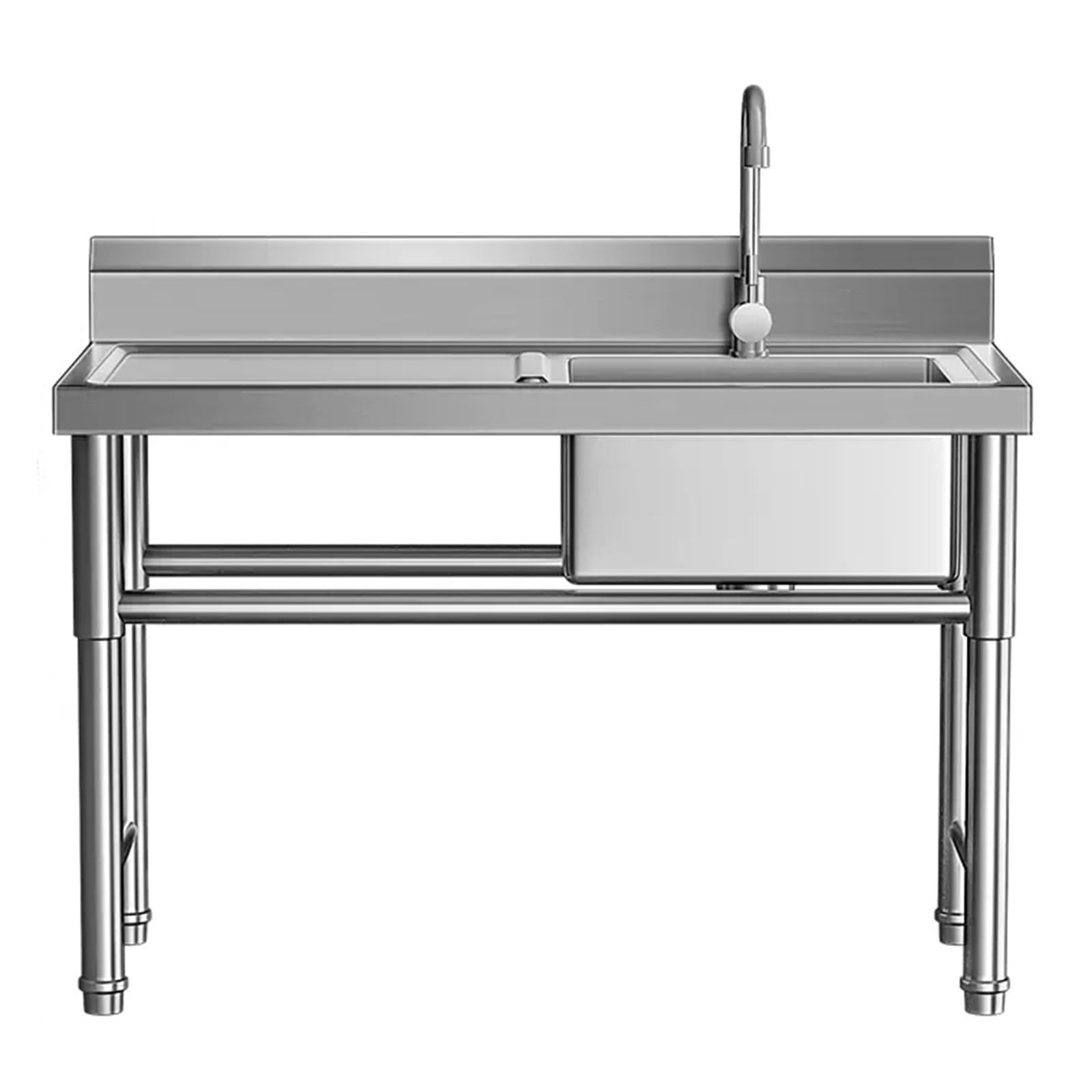 ZQFHSX Single Basin Kitchen Sink Outdoor Sinks Drop In Bar with Cutting Board Utility Laundry Tubs Self Draining for Home & Garden