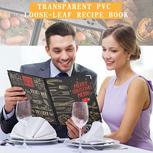Henoyso 20 Pcs 8.5 x 11 Inch Menu Covers 4 Page 8 View Transparent Restaurant Covers Book Fits A4 Size Paper, Bar Cafe Clear Menu Holder Folder with Leatherette Trim and Decorative Corners, Black by Henoyso - Image 5