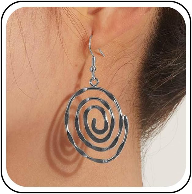 Boho Spiral Swirl Drop Earrings Gold Spiral Dangle Hook Earrings Tribal Spiral Hoop Earrings Hollow Round Stud Earrings Swirl Earrings Jewelry for Women and Girls