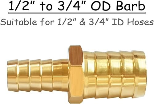 Miniatura 2 de 2 accesorios de manguera de púas reductor de púas de latón de 58 a 1 pulgada de diámetro exterior con 4 abrazaderas de acero inoxidable para